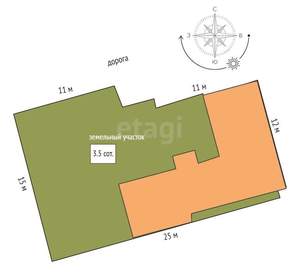 Дом 112м², 1-этажный, участок 4 сот.  