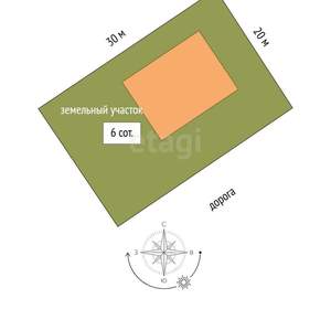 Дом 130м², 1-этажный, участок 6 сот.  
