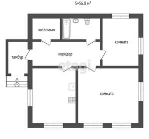 Дом 56м², 1-этажный, участок 6 сот.  