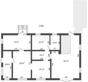 Дом 174м², 1-этажный, участок 13 сот.  