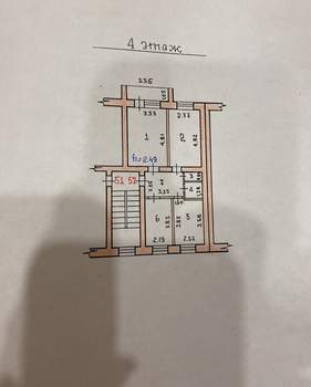 3-к квартира, на длительный срок, 59м2, 4/5 этаж
