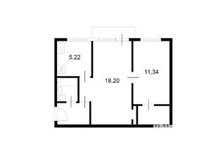 2-к квартира, вторичка, 44м2, 1/5 этаж