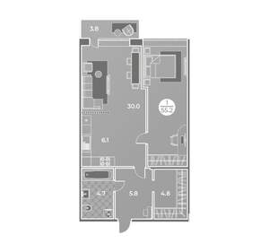 3-к квартира, строящийся дом, 92м2, 7/9 этаж