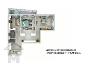 2-к квартира, строящийся дом, 72м2, 4/12 этаж