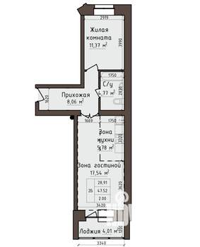 2-к квартира, вторичка, 50м2, 3/5 этаж