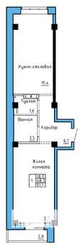 1-к квартира, строящийся дом, 49м2, 8/9 этаж