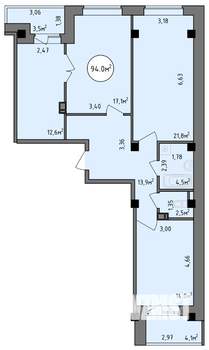 3-к квартира, строящийся дом, 94м2, 1/9 этаж
