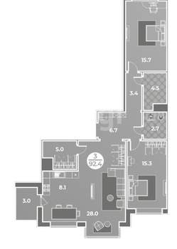 3-к квартира, вторичка, 92м2, 6/9 этаж