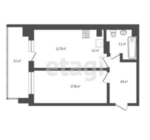 1-к квартира, вторичка, 41м2, 1/5 этаж