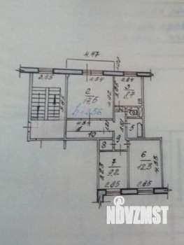 3-к квартира, вторичка, 66м2, 3/5 этаж