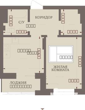 1-к квартира, строящийся дом, 40м2, 2/13 этаж
