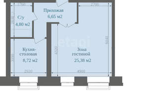 1-к квартира, вторичка, 45м2, 1/5 этаж