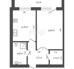 1-к квартира, вторичка, 42м2, 5/5 этаж