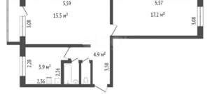 2-к квартира, вторичка, 44м2, 5/5 этаж