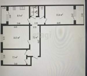 3-к квартира, вторичка, 60м2, 6/9 этаж