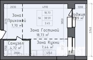 1-к квартира, строящийся дом, 42м2, 3/5 этаж
