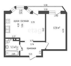 2-к квартира, вторичка, 61м2, 2/9 этаж