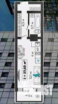 Студия квартира, вторичка, 27м2, 3/9 этаж