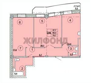 2-к квартира, вторичка, 71м2, 9/12 этаж