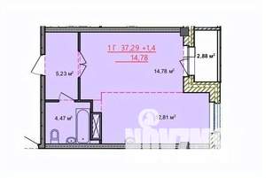 1-к квартира, вторичка, 37м2, 3/12 этаж