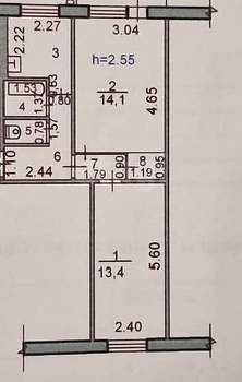 2-к квартира, вторичка, 43м2, 4/5 этаж