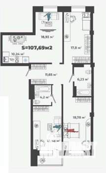 3-к квартира, строящийся дом, 108м2, 4/13 этаж