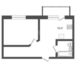 1-к квартира, вторичка, 39м2, 5/9 этаж