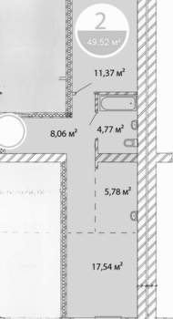 2-к квартира, сданный дом, 50м2, 4/7 этаж