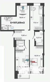 3-к квартира, строящийся дом, 108м2, 2/13 этаж