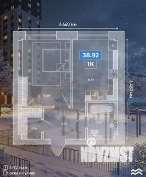 1-к квартира, вторичка, 39м2, 4/16 этаж