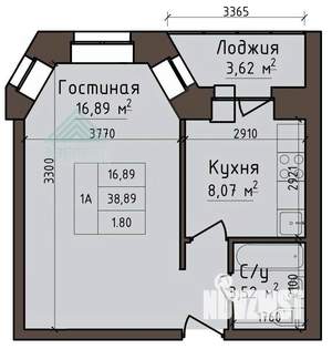 1-к квартира, вторичка, 38м2, 4/5 этаж