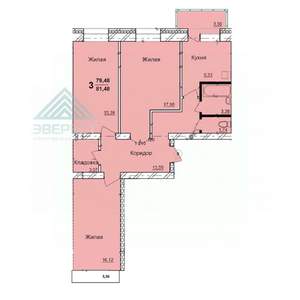 3-к квартира, вторичка, 83м2, 4/5 этаж