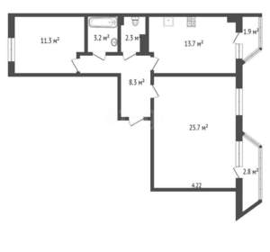 2-к квартира, вторичка, 65м2, 4/9 этаж