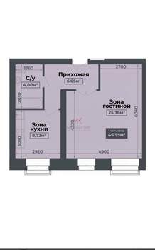 1-к квартира, вторичка, 46м2, 3/4 этаж