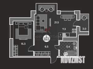 2-к квартира, вторичка, 59м2, 4/9 этаж