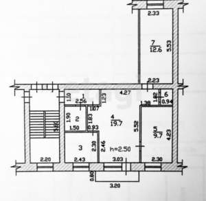 3-к квартира, вторичка, 54м2, 4/4 этаж