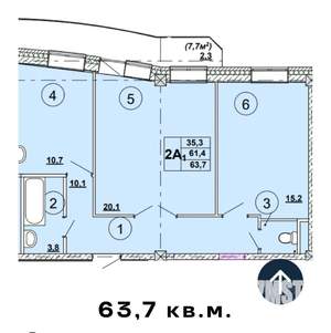 2-к квартира, вторичка, 61м2, 11/12 этаж