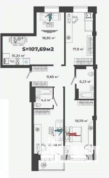3-к квартира, строящийся дом, 108м2, 2/13 этаж
