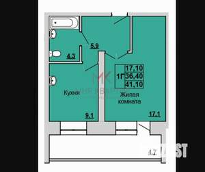 1-к квартира, вторичка, 41м2, 3/7 этаж