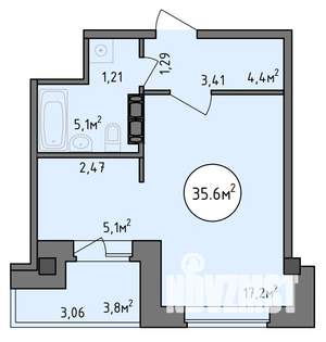 1-к квартира, строящийся дом, 36м2, 4/9 этаж