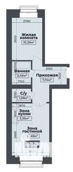 2-к квартира, вторичка, 39м2, 1/4 этаж