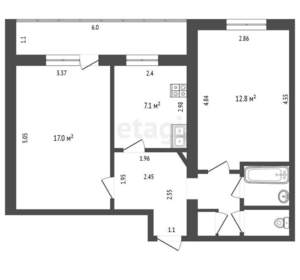 2-к квартира, вторичка, 48м2, 6/9 этаж