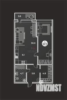 1-к квартира, вторичка, 55м2, 9/9 этаж