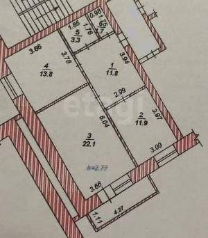 2-к квартира, вторичка, 65м2, 4/5 этаж