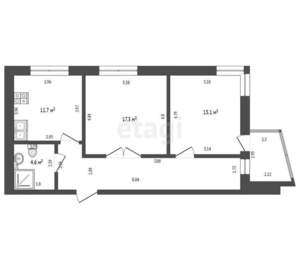 2-к квартира, вторичка, 64м2, 4/5 этаж