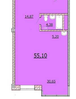 Студия квартира, вторичка, 55м2, 4/9 этаж
