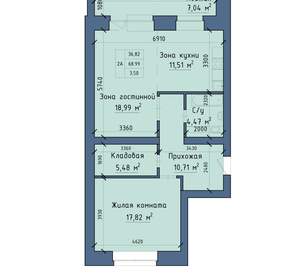 2-к квартира, сданный дом, 72м2, 5/5 этаж