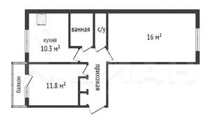 2-к квартира, вторичка, 51м2, 7/9 этаж