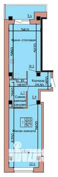 1-к квартира, строящийся дом, 54м2, 1/9 этаж