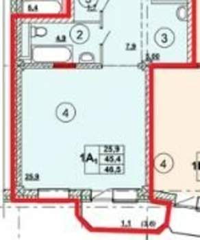 Студия квартира, вторичка, 47м2, 9/13 этаж